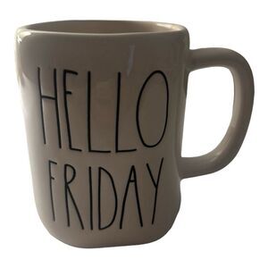 Rae Dunn Hello‎ Friday Coffee Mug - Large Letter Font, Novelty Cup